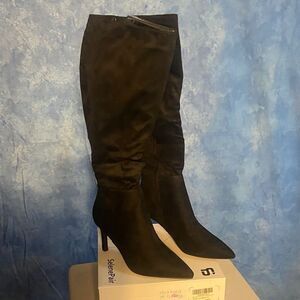 Sleek Black Knee-High Boots, sz11, SL5-1503s003
